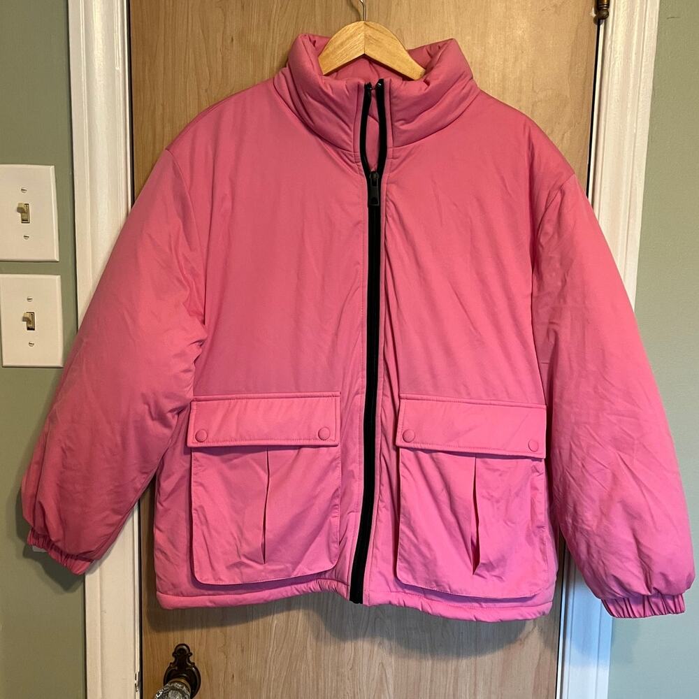Avec Les Filles Pink Puffer Jacket Medium Lightweight Preppy Girly